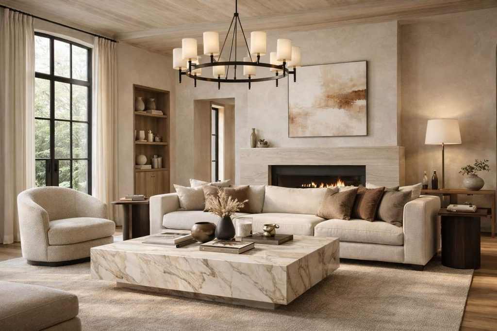 Warm and inviting living room with elegant home decor